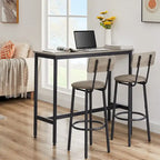 3-Piece Bistro Set, Dining Table and Upholstered Stools w/ Backrest