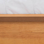 Mid-Century Modern Honey Oak Wood Bed Frame, Rubber Wood & MDF, No Box Spring Needed, Full/Queen/King