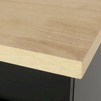 Rolling Kitchen Cart with Natural Wood Top & Storage Shelves – Contemporary Style
