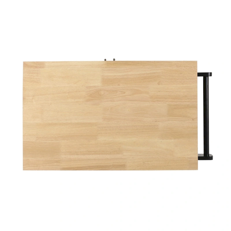 Rolling Kitchen Cart with Natural Wood Top & Storage Shelves – Contemporary Style