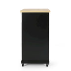 Rolling Kitchen Cart with Natural Wood Top & Storage Shelves – Contemporary Style