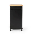 Rolling Kitchen Cart with Natural Wood Top & Storage Shelves – Contemporary Style