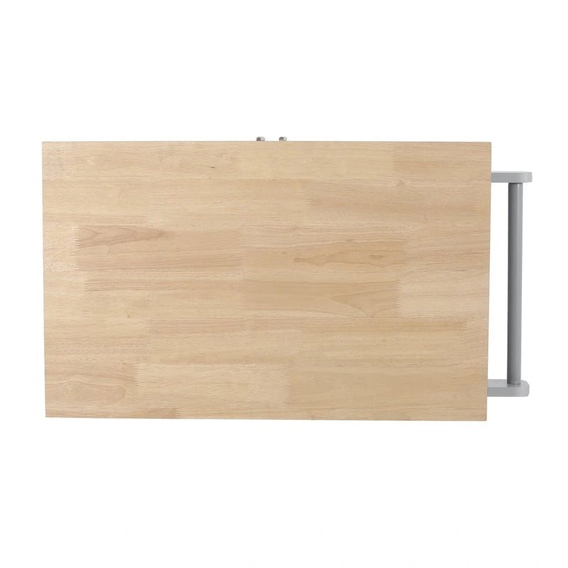 Rolling Kitchen Cart with Natural Wood Top & Storage Shelves – Contemporary Style