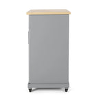 Rolling Kitchen Cart with Natural Wood Top & Storage Shelves – Contemporary Style