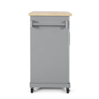 Rolling Kitchen Cart with Natural Wood Top & Storage Shelves – Contemporary Style