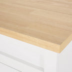 Rolling Kitchen Cart with Natural Wood Top & Storage Shelves – Contemporary Style