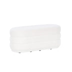 Oblong Sherpa Ottoman with Channeled Tufting – Soft White Upholstery