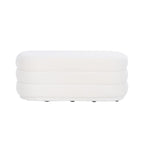 Oblong Sherpa Ottoman with Channeled Tufting – Soft White Upholstery