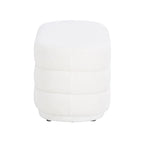Oblong Sherpa Ottoman with Channeled Tufting – Soft White Upholstery