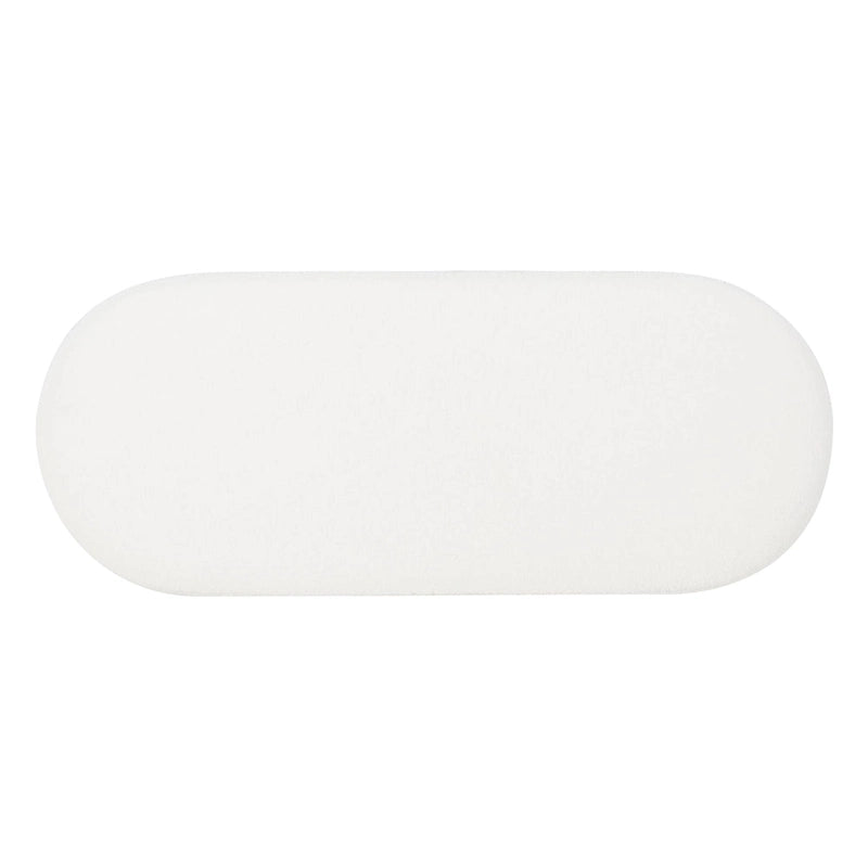 Oblong Sherpa Ottoman with Channeled Tufting – Soft White Upholstery