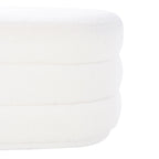 Oblong Sherpa Ottoman with Channeled Tufting – Soft White Upholstery