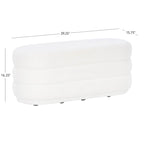 Oblong Sherpa Ottoman with Channeled Tufting – Soft White Upholstery