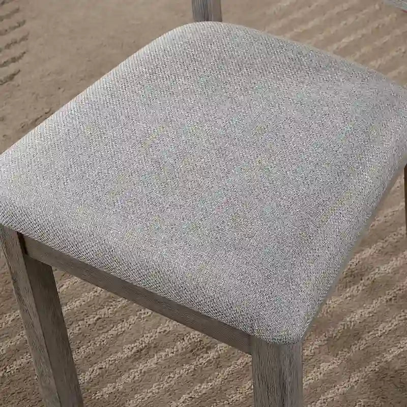 Farmhouse Ladder-Back Dining Chairs Set of 2 – Wire-Brushed Gray Solid Wood