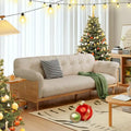 3-Seat Cotton Linen Sofa with Solid Wood Frame – Traditional Style