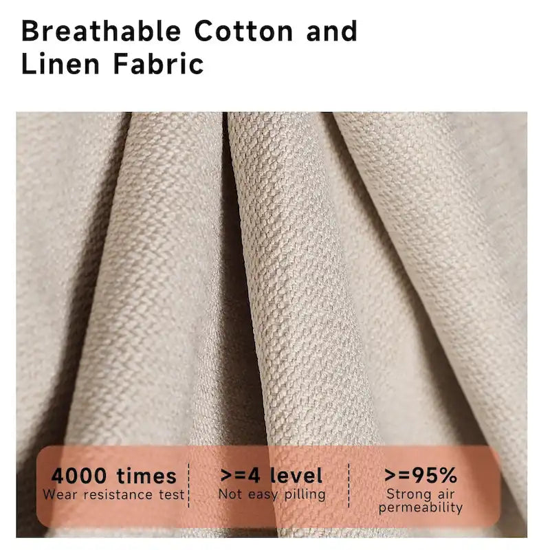 3-Seat Cotton Linen Sofa with Solid Wood Frame – Traditional Style