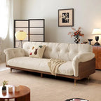 3-Seat Cotton Linen Sofa with Solid Wood Frame – Traditional Style