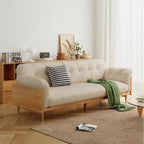 3-Seat Cotton Linen Sofa with Solid Wood Frame – Traditional Style