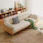 3-Seat Cotton Linen Sofa with Solid Wood Frame – Traditional Style