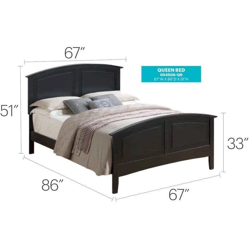 Queen Panel Bed with Curved Top Rail – Simple Modern Design