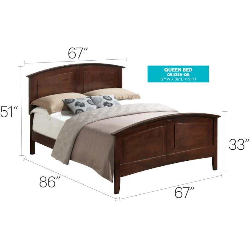 Queen Panel Bed with Curved Top Rail – Simple Modern Design