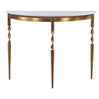 Gold Demilune Half-Moon Console Table, Glam Entryway Accent Table, Metal Frame