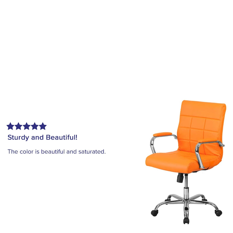 Mid-back Chrome/Vinyl Executive Swivel Office Chair