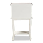 French Country Cottage 2-Drawer Wood End Table, Two-Tone White & Oak Finish, Antique Style