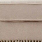 U-Shaped Fabric Sectional Sofa with Rolled Arms, Nailhead Trim & Accent Pillows – Beige