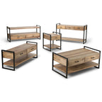 WYNDENHALL Lawson SOLID MANGO WOOD and Metal 54 inch Wide Modern Industrial Console Sofa Table in Natural - 55 W x 16 D x 32 H