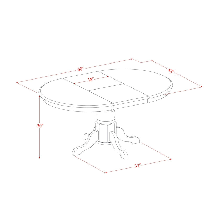 5-Piece Oval Dining Table Set with 4 Chairs, Solid Rubber Wood, Oak Finish, Seats 4-6