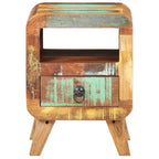 Industrial Solid Wood Legs Nightstand Side End Table for Bedroom, 11.8" x 11.8" x 16.1"