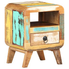 Industrial Solid Wood Legs Nightstand Side End Table for Bedroom, 11.8" x 11.8" x 16.1"