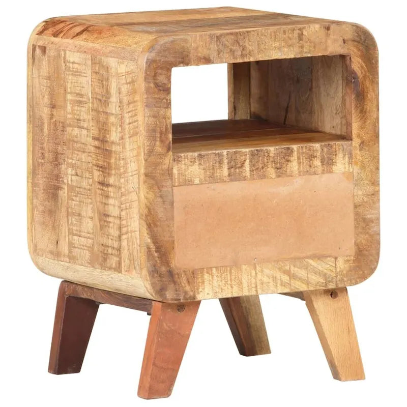 Industrial Solid Wood Legs Nightstand Side End Table for Bedroom, 11.8" x 11.8" x 16.1"