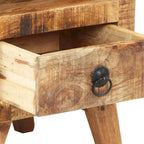 Industrial Solid Wood Legs Nightstand Side End Table for Bedroom, 11.8" x 11.8" x 16.1"