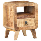 Industrial Solid Wood Legs Nightstand Side End Table for Bedroom, 11.8" x 11.8" x 16.1"
