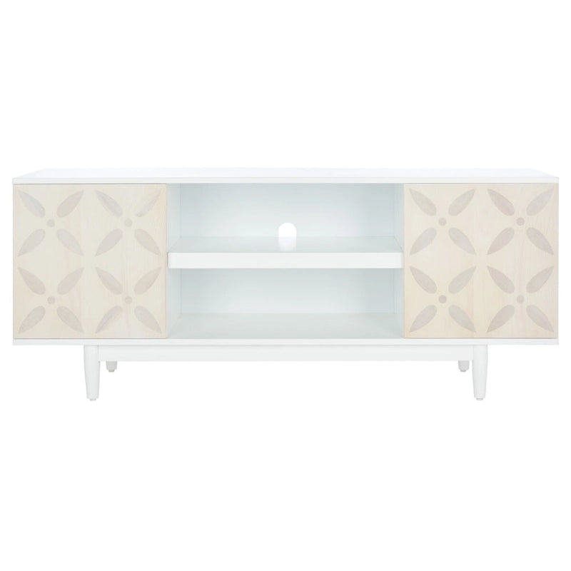 3-Shelf Patterned Media Stand TV Console, 54"W x 15"D x 22"H, Living Room Storage