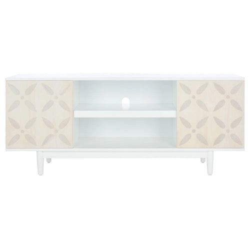 3-Shelf Patterned Media Stand TV Console, 54"W x 15"D x 22"H, Living Room Storage