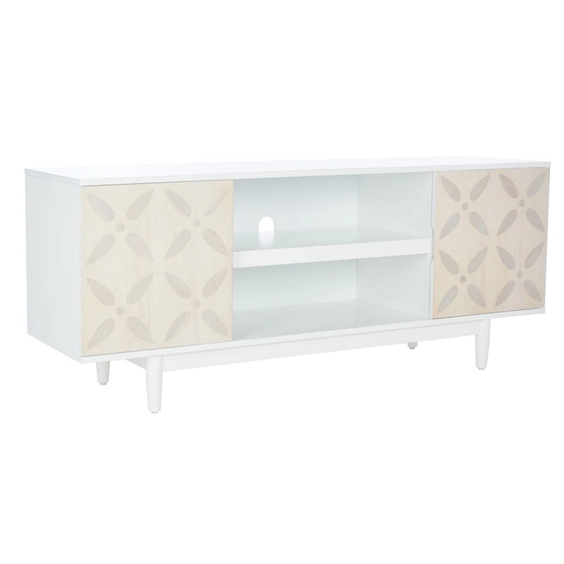 3-Shelf Patterned Media Stand TV Console, 54"W x 15"D x 22"H, Living Room Storage