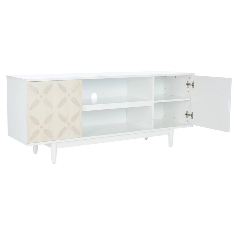 3-Shelf Patterned Media Stand TV Console, 54"W x 15"D x 22"H, Living Room Storage