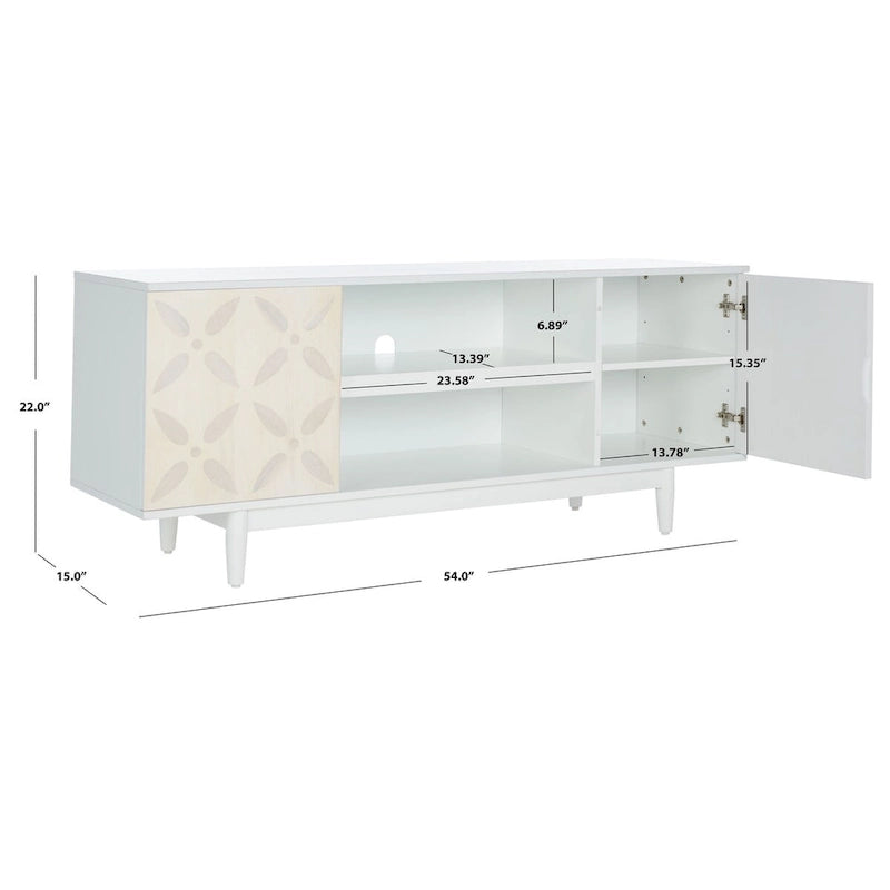 3-Shelf Patterned Media Stand TV Console, 54"W x 15"D x 22"H, Living Room Storage