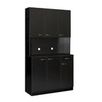 Rustic Farmhouse Tall Wardrobe, Armoire with Shelves, Open Compartment and Drawer, Freestanding Storage Closet Wardrobe Cabinet