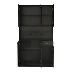 Rustic Farmhouse Tall Wardrobe, Armoire with Shelves, Open Compartment and Drawer, Freestanding Storage Closet Wardrobe Cabinet