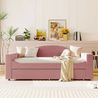 Twin Size UTeddy Fleece Daybed with Storage Armrests andTrundle
