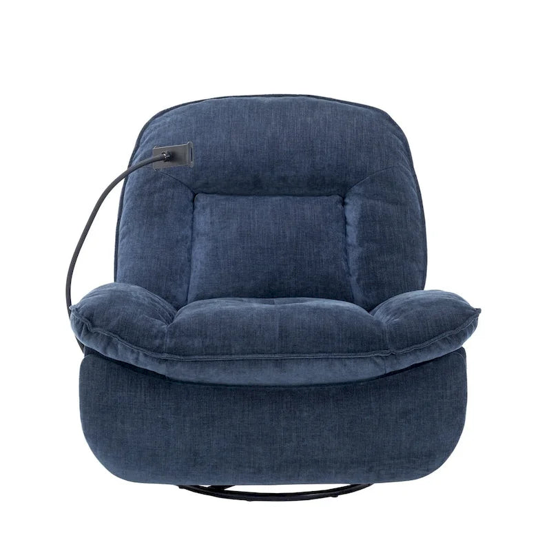 360° Swivel Recliner Chair with Phone Bracket – Bronzing Fabric, Rotating Base