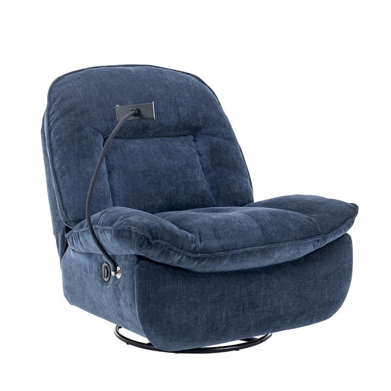 360° Swivel Recliner Chair with Phone Bracket – Bronzing Fabric, Rotating Base