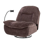 360° Swivel Recliner Chair with Phone Bracket – Bronzing Fabric, Rotating Base