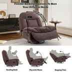 360° Swivel Recliner Chair with Phone Bracket – Bronzing Fabric, Rotating Base