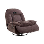 360° Swivel Recliner Chair with Phone Bracket – Bronzing Fabric, Rotating Base