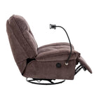 360° Swivel Recliner Chair with Phone Bracket – Bronzing Fabric, Rotating Base