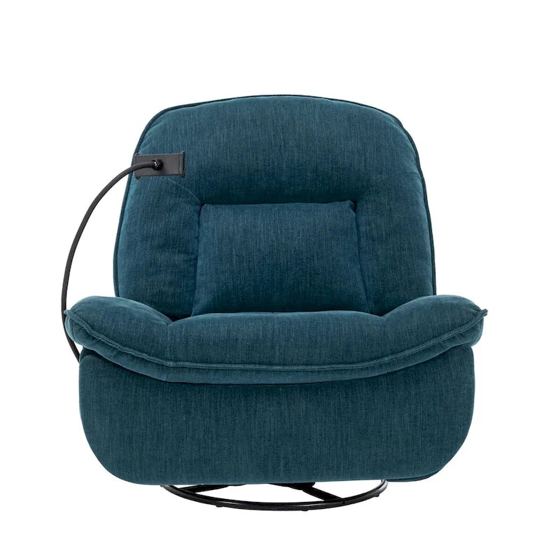 360° Swivel Recliner Chair with Phone Bracket – Bronzing Fabric, Rotating Base